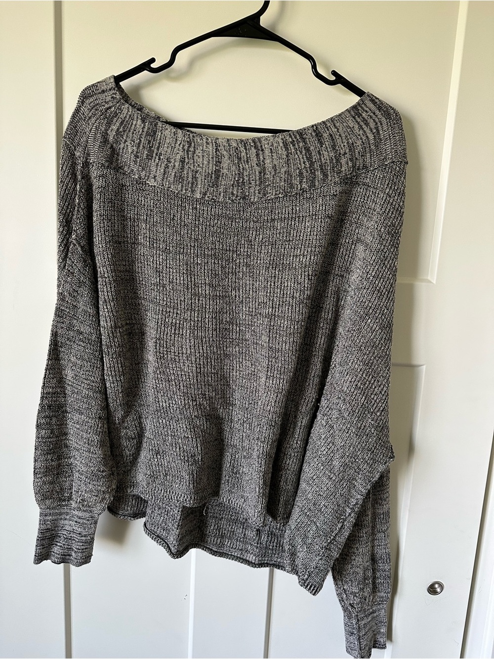 Free People Off-Shoulder Gray Women's Knit Sweater